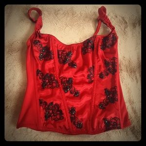 Fredericks of Hollywood satin beaded corset 36